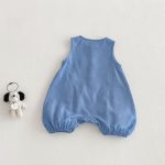 【66-90】サロペット ポケット付き ブルー シンプル 可愛い - 画像 (4)