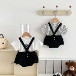 【66-90】サロペットorTシャツ カジュアル シンプル 赤ちゃん服 - 画像 (3)