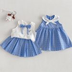 【73-120】ワンピースorシャツorスカート 可愛い ブルー チェック - 画像 (3)