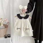 【66-140】ロンパース or ワンピース ベビー 女の子 丸襟 リボン - 画像 (5)
