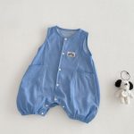 【66-90】サロペット ポケット付き ブルー シンプル 可愛い - 画像 (6)
