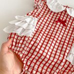 【66-90】ロンパース レッド チェック 可愛い おしゃれ ベビー服 - 画像 (14)