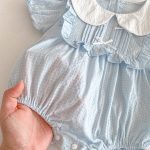 【66-90】ロンパース リボン付き ブルー 可愛い 女の子 - 画像 (8)