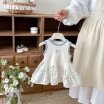 【73-110】ワンピース ブルー ドット シンプル 可愛い 女の子 - 画像 (4)
