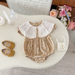 【66-90】ロンパース ビッグ襟 花柄 おしゃれ ベビー服 - 画像 (5)