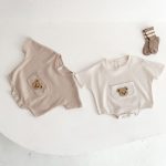 【66-90】ロンパース クマ柄 ポケット付き 半袖 ベビー服 - 画像 (8)
