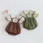 【66-100】二点セット シャツ&サロペット フラワー 可愛い - 画像 (7)