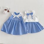 【73-120】ワンピースorシャツorスカート 可愛い ブルー チェック