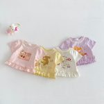 【73-120】Tシャツ うさぎプリント 可愛い フリル 韓国風 トップス - 画像 (5)