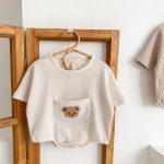 【66-90】ロンパース クマ柄 ポケット付き 半袖 ベビー服 - 画像 (15)