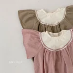 【66-90】ロンパース ベビー 女の子 韓国風 肩フリル - 画像 (8)