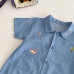 【66-90】デニムロンパース 恐竜刺繡 肌に優しい ベビー服 - 画像 (10)