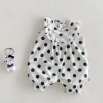 【66-90】ロンパース ノースリーブ ドット 可愛い ベビー服 - 画像 (2)