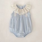 【66-130】ロンパースorワンピース フリル襟 ブルー 姉妹服 - 画像 (16)