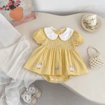 【66-90】ロンパース アヒル チェック 可愛い ベビー服 - 画像 (3)