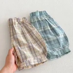【73-120】ショートパンツ ベビー男女兼用 チェック - 画像 (3)