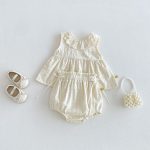 【73-110】セットアップ リボン付き レース トップス&ブルマ - 画像 (3)