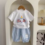 【80-120】セットアップ ゾウ柄 シャツ＆ストライプパンツ - 画像 (10)