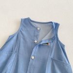 【66-90】サロペット ポケット付き ブルー シンプル 可愛い - 画像 (7)