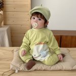 【66-90】ロンパース ゾウ柄 グリーン 可愛い 肌触り良い ベビー服 - 画像 (7)