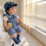 【66-100】ロンパース ブルー ストライプ 可愛い ベビー服 - 画像 (5)