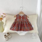 【66-90】ロンパース レッド チェック 可愛い ベビー服 - 画像 (8)