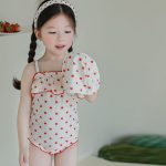 【80-130】水着 ドット フリル 可愛い 女の子 スイムウェア - 画像 (3)