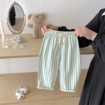 【73-120】ロングパンツ ストライプ柄 リネン コットン - 画像 (14)