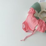 【66-100】水着 チェック ハート ドット スイムウェア&帽子 - 画像 (12)