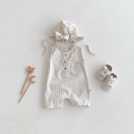 【66-90】ロンパース ストライプ ノースリーブ ベビー服 - 画像 (3)