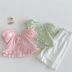 【73-120】トップス パフスリーブ ストライプ 可愛い おしゃれ 女の子 - 画像 (6)