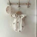 【66-90】ロンパース ベビー 女の子 フラワ刺繍 - 画像 (7)