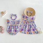 【66-140】ロンパース or ワンピース ベビー 女の子 フリルワッフル