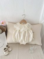 【66-90】ロンパース ベビー おしゃれ フリル襟 刺繍 - 画像 (6)