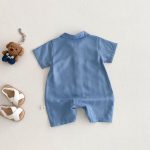 【66-90】デニムロンパース 恐竜刺繡 肌に優しい ベビー服 - 画像 (5)