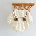 【66-90】ロンパース クマ柄 セーラー風 シンプル 着心地良い ベビー服 - 画像 (11)
