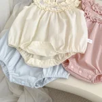 【66-90】ロンパース ベビー 女の子 フリルデザイン ノースリーブ - 画像 (11)