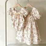【66-90】ロンパース ベビー 女の子 リボン 小花柄 - 画像 (6)