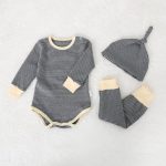 【66-90】ロンパース&レギンス&帽子 ボーダー 肌触り良い シンプル カラフル ベビー服 - 画像 (6)