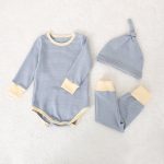 【66-90】ロンパース&レギンス&帽子 ボーダー 肌触り良い シンプル カラフル ベビー服 - 画像 (8)