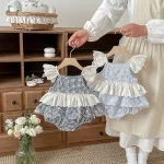 【66-90】ロンパース ベビー 女の子 キャミ チェク - 画像 (5)