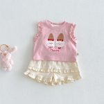 【73-120】タンクトップorショートパンツ 女の子 猫プリント 可愛い 子供服 - 画像 (7)