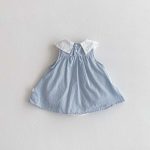 【66-90】ロンパース ブルー ストライプ シンプル 女の子 - 画像 (7)