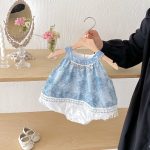【66-100】姉妹服 ノースリーブ ブルーロンパースorワンピース - 画像 (8)