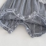 【66-90】セットアップ ブラック チェック サロペット&シャツ - 画像 (7)