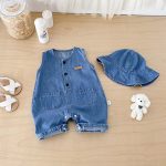 【66-90】オールインワン&帽子 デニム ノースリーブ カジュアル ベビー服 - 画像 (10)