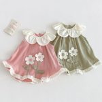 【73-120】ワンピース フリル襟 花柄 可愛い