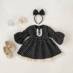 【80-130】ワンピース パフスリーブ ドット 可愛い 女の子