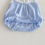 【66-90】ロンパース ブルー ストライプ レース 可愛い ベビー服 - 画像 (8)