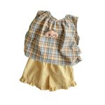 【73-110】セットアップ レトロ チェック 可愛い ベビー服 - 画像 (12)